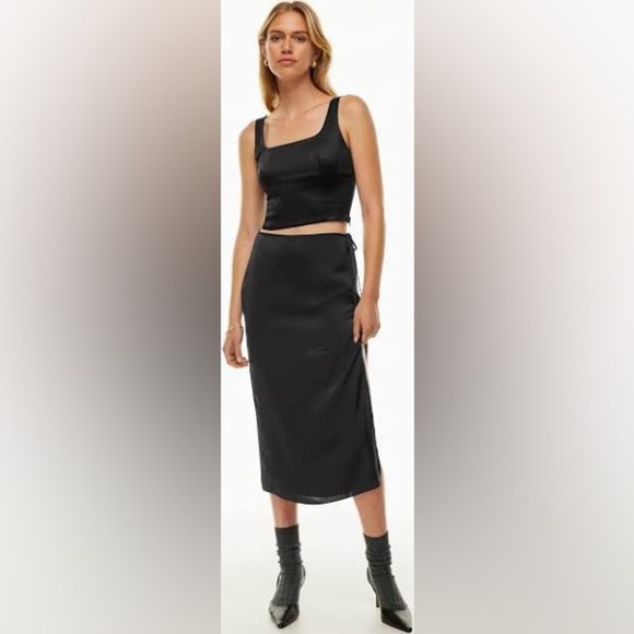Aritzia Wilfred Black Shine Satin Bustier - Size 2XS - Picture 2 of 6